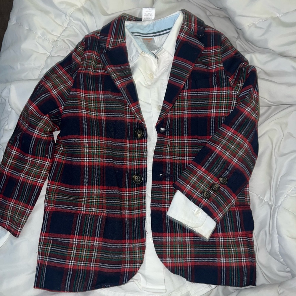Gymboree Red and Green Blazer Classic Plaid Jacket
